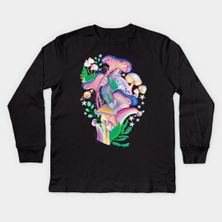 Magic Mushroom Galaxy Kids Long Sleeve T-Shirt